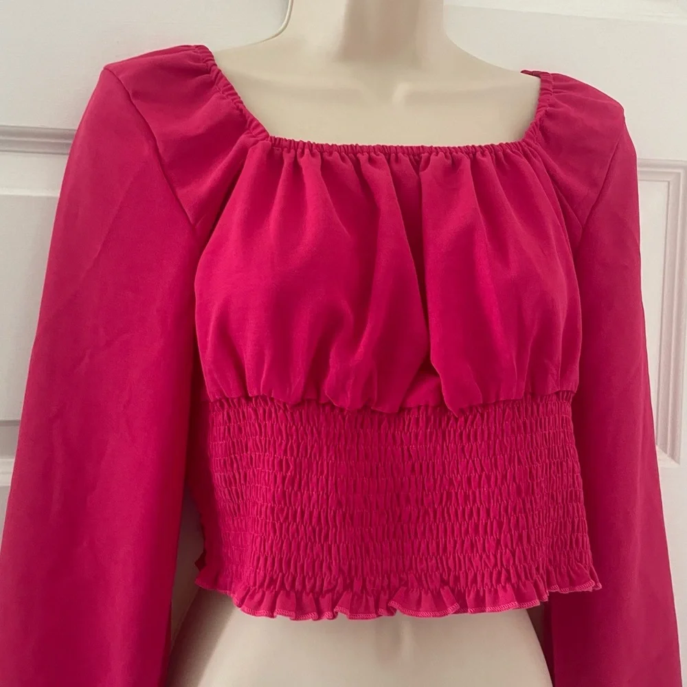 SHEIN Hot Pink Long Sleeve Blouse - M